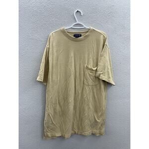 Izod Mens Shirt Size Large Yellow Short Sleeve Pocket Tee Cotton